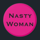 Íman Mulher desagradável, texto preto em rosa quente<br><div class="desc">Adicione um talento político rebelde ao seu frigorífico, armário e armários de arquivos com ímanes personalizados que leram: "Mulher Desagradável" em texto negro sobre fundo rosa quente. Faz um excelente de estocagem. Para uma cor de fundo diferente, clique em "Personalizar" e selecione uma cor de fundo impressa na barra lateral....</div>