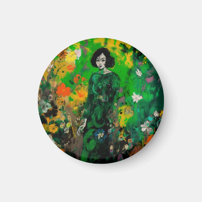 Íman mulher em campo colorido (Frente)