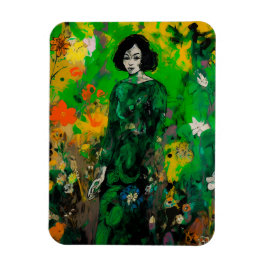 Íman mulher em campo colorido