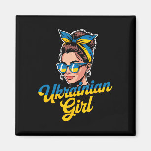 Íman Mulher em estilo retrô da Ucrânia Gráfico Orgulho