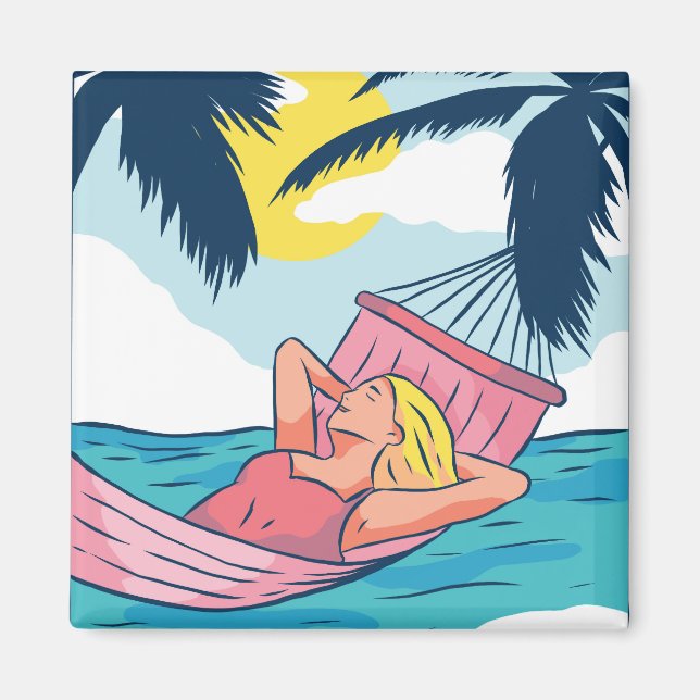 Íman Mulher em Hammock na Praia (Frente)