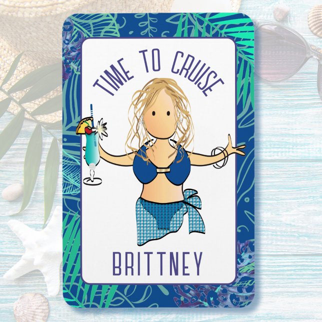 Íman Mulher engraçada do desenho animado bebendo cruz c (Criador carregado)