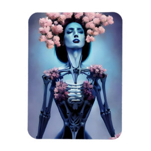 Íman Mulher esquelética com flores Dia dos Mortos