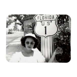 Íman Mulher Flórida Rte. 1 Sinal de Estrada Vintage