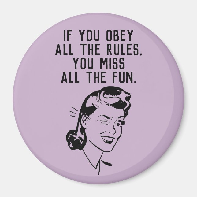 Íman Mulher Ímã Quebradora de Regras Retro (Frente)