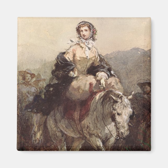 Íman Mulher jovem em um cavalo (Frente)