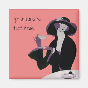 Íman Mulher, lanche e cupcake do art deco do vintage