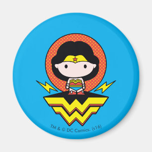 Íman Mulher Maravilha Chibi com Bolinhas e logotipo