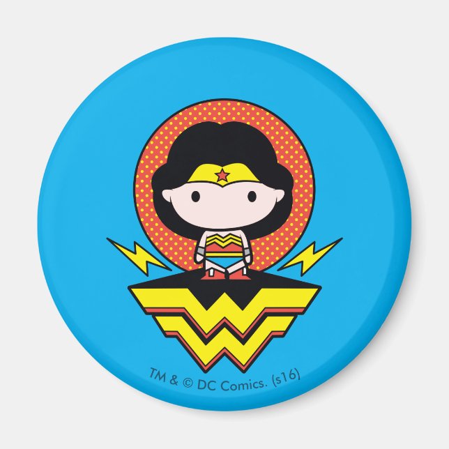 Íman Mulher Maravilha Chibi com Bolinhas e logotipo (Frente)