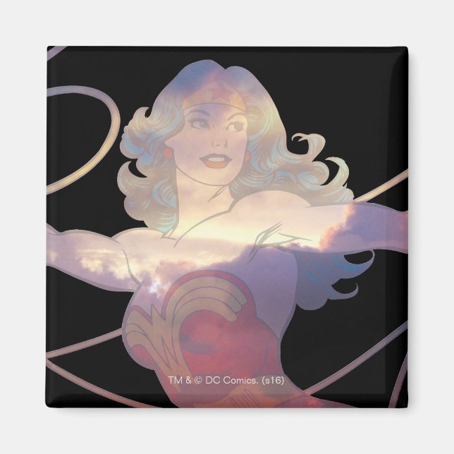 Íman Mulher Maravilha Sunset Sky Silhouette (Frente)