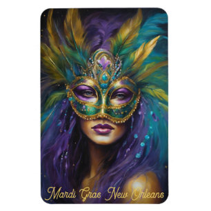 Íman Mulher Mardi Gras No Carnaval De Máscara Editar Te