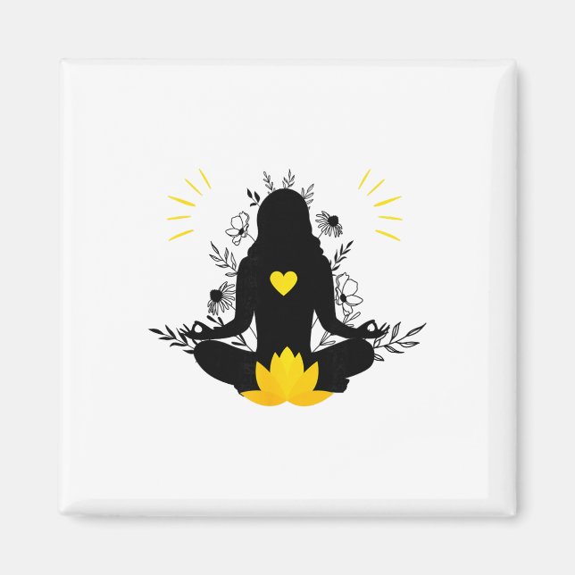 Íman Mulher Meditando Yoga Espiritualidade Atenção Plen (Frente)