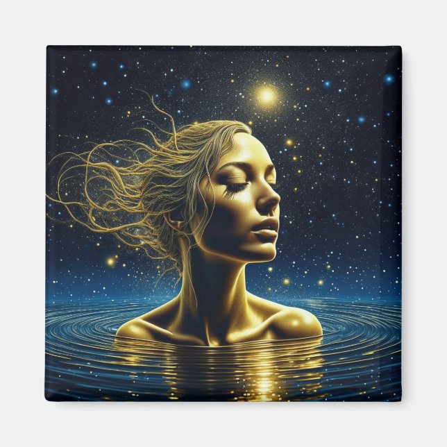 Íman Mulher Mística Meditando Sob as Estrelas (Frente)