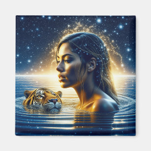 Íman Mulher Mística Nadando com Tiger
