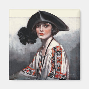 Íman Mulher na blusa bordada