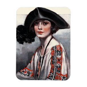 Íman Mulher na blusa bordada