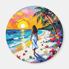 Íman Mulher na Cena Tropical da Praia