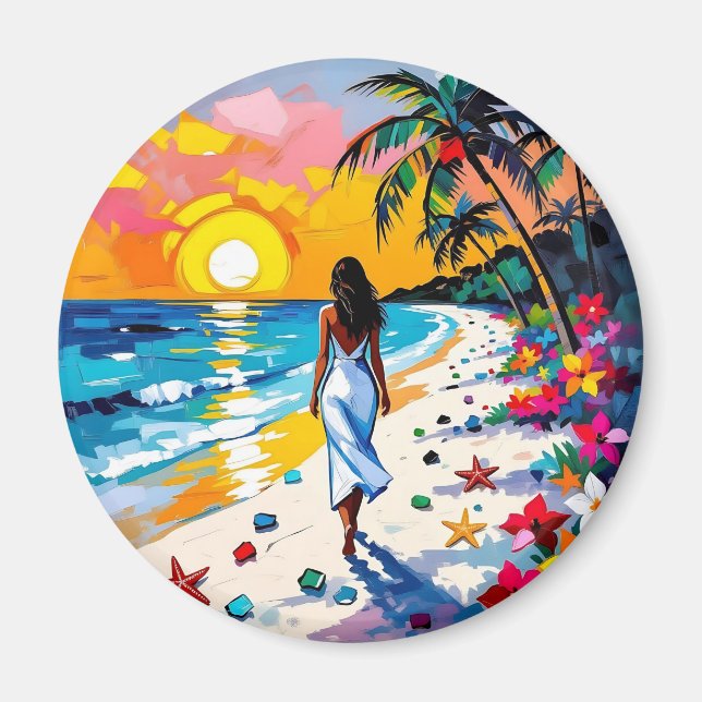 Íman Mulher na Cena Tropical da Praia (Frente)