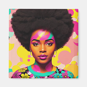 Íman Mulher Negra Colorida Magneta Afro-Pop