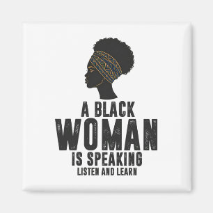 Íman Mulher Negra Falando Ouça Aprenda Mês da História