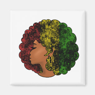 Íman Mulher negra rasta afro vermelho amarelo verde