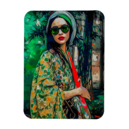 Íman Mulher nos óculos de sol verde