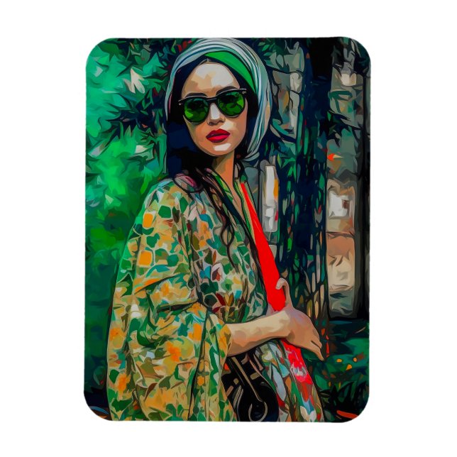 Íman Mulher nos óculos de sol verde (Vertical)