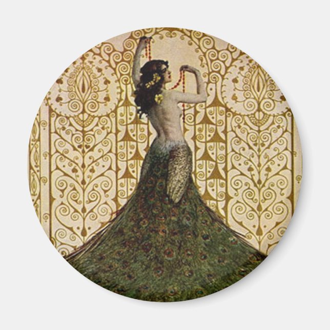 Íman Mulher numa saia peacock (Frente)