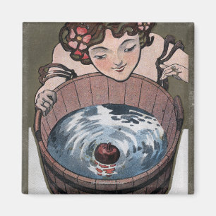 Íman Mulher olhando para o barril de madeira