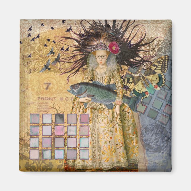 Íman Mulher Peixes Vintage Gótico Clássico (Frente)