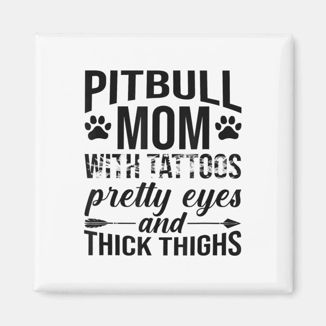 Íman Mulher Pitbull Mãe Com Tatuagens Bonito Olhos Espe (Frente)