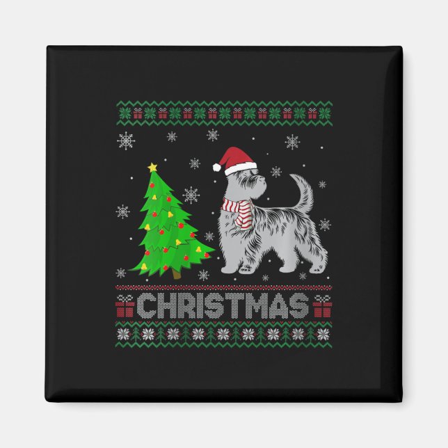 Íman Mulher Scottie Dog Xmas Tree Lighting Ugly Christm (Frente)