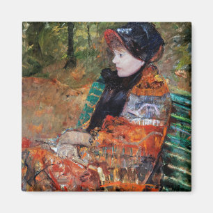 Íman Mulher sentada no banco, Mary Cassatt