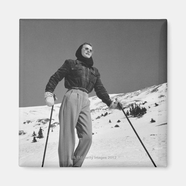 Íman Mulher Skier (Frente)