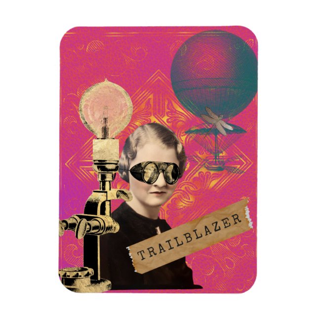 Íman Mulher Steampunk Pioneira Arte Pop  (Vertical)