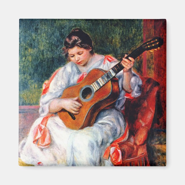 Íman Mulher Tocando a Guitarra de Pierre Renoir (Frente)