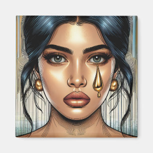 Íman Mulher Triste e Bonita com Lágrima de Ouro