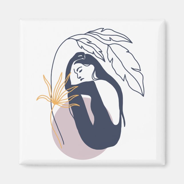 Íman Mulher Tropical de Azul (Frente)