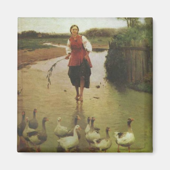 Íman Mulher Ucraniana com Patos (Frente)