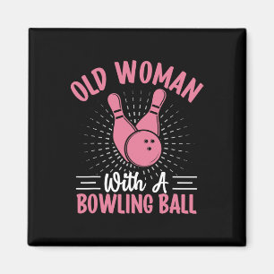 Íman Mulher Velha Com Bola de boliche I Boliche
