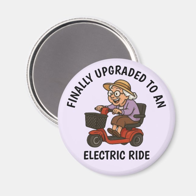 Íman Mulher Velha no Patinete (Front/Back)