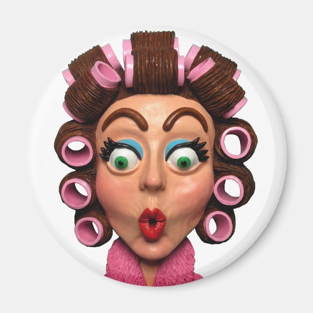Íman Mulher Vestindo Curlers (Frente)