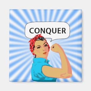 Íman Mulher Vintage Elegante & Texto Conquistar Editáve