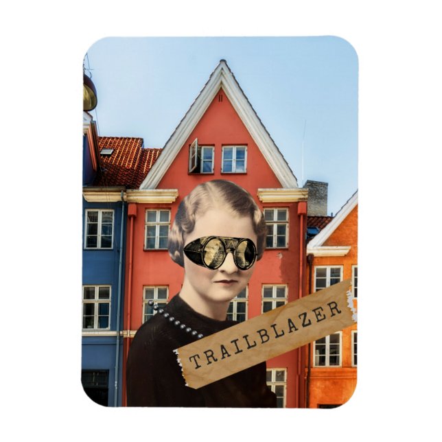 Íman Mulher Vintage Pioneira Kitsch Arte Alterada (Vertical)