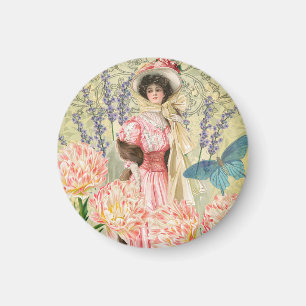 Íman Mulher Vitoriana Floral Rosa Regência