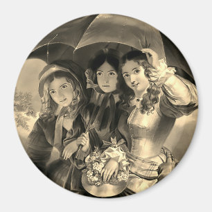 Íman Mulher vitoriana guarda-chuva dia chuvoso senhora 