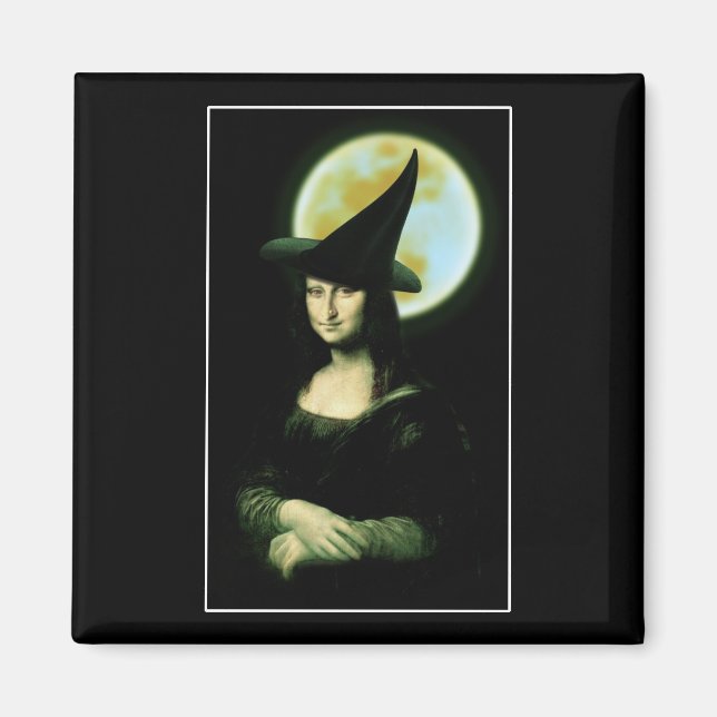 Íman Mulher Witchy Mona Lisa Halloween (Frente)