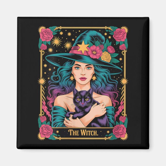 Íman Mulheres A Bruxa Carta Halloween Gótico Bruxas (Frente)