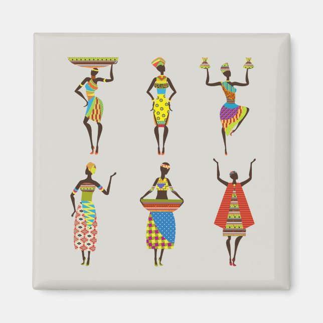 Íman Mulheres africanas ilustradas (Frente)