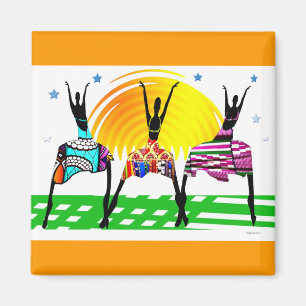 Íman Mulheres africanas que acoplam a dança da chamada